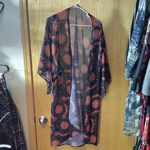 Sheer Moon & Sun Print Camisole Cover-Up - Black & Copper
